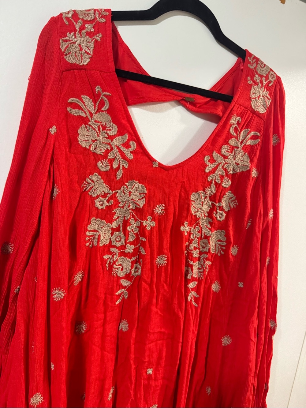Free People Red Sweet Tennessee Embroidered Mini Dress Size Medium - Picture 3 of 11